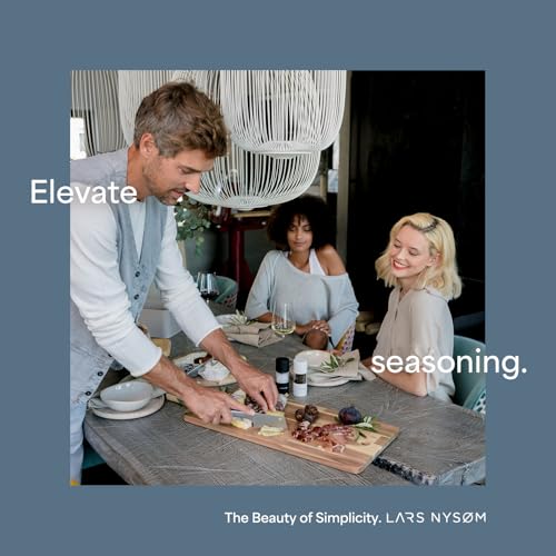 LARS NYSØM Set di macine per sale e pepe in acciaio inossidabile con macinino in ceramica regolabile 2 pezzi I Designer Spice Mill Set (Carbon Black) - immagine 4