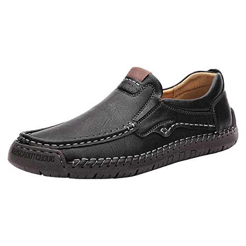 Maylrvjv Men's Loafers Slip-On Casual Leather Shoes Comfortable Soft Flexible Driving Flat Shoes