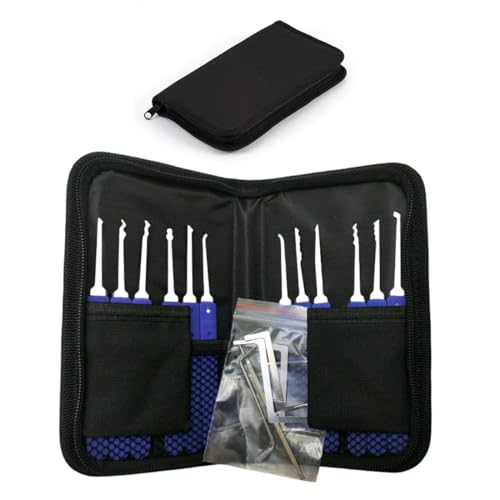 PHYNDR 17 Pièces kit de crochetage Clef kit crochetage serrure Passe Partout, Acier Inoxydable Clé Universelle, pour Serrurerie Quotidienne, Serruriers Professionnels,...