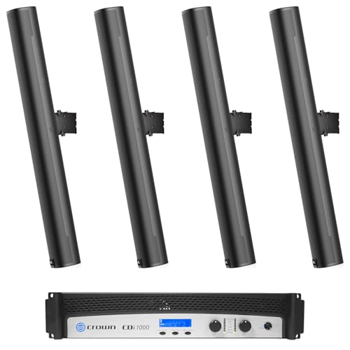 Audiosavings Bundle: Crown CDi1000 2-Channel, 500w Commercial Power Amplifier Bundle with (4) JBL COL800-BK 32