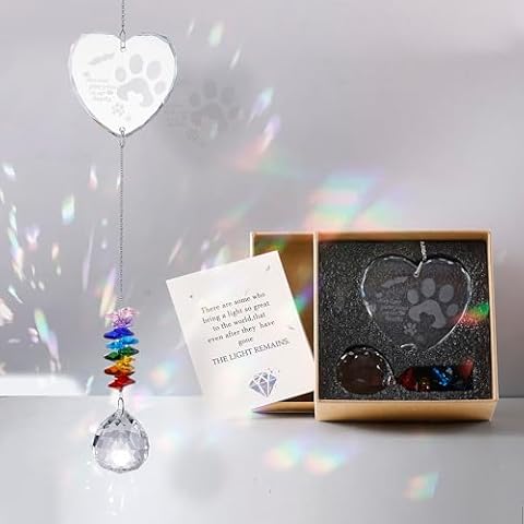 Pet Memorial Suncatcher, Dog and Cat Remembrance Gift, Paw Print Crystal Ball Suncatcher,Memorial Gifts for Loss of Loved One,Pet Sympathy Cover