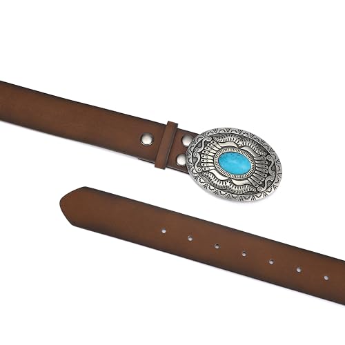 Women's Western Leather Belt Vintage Medieval Turquoise Buckle Belt Ladies Cowgirl Concho Leather Belt4