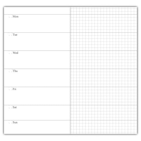 3-Pack Travelers Notebook Inserts Weekly Refills, 30 Weeks Per Book, 100g No Bleed Paper, Standard Size 4.25 x 8.25 Inch Cover