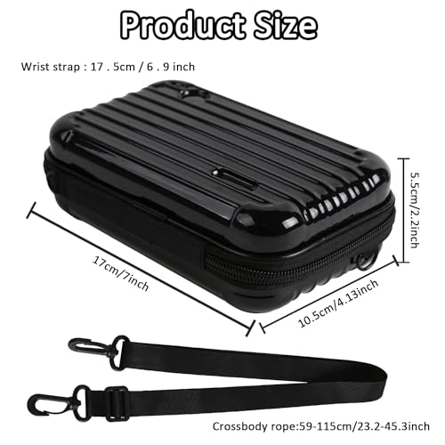 Black Hard Shell Cosmetics Case Carrying Hard Bag for Toiletry Storage Cross Body Bag with Shoulder Strap for Detachable Grip Rope and Shoulder Strap for Travel2
