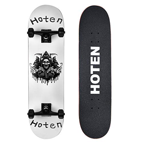 Hoten Pro Skateboard 8-inch Full Complete for Trick Beginners, Premium Skateboard (Ghost King)