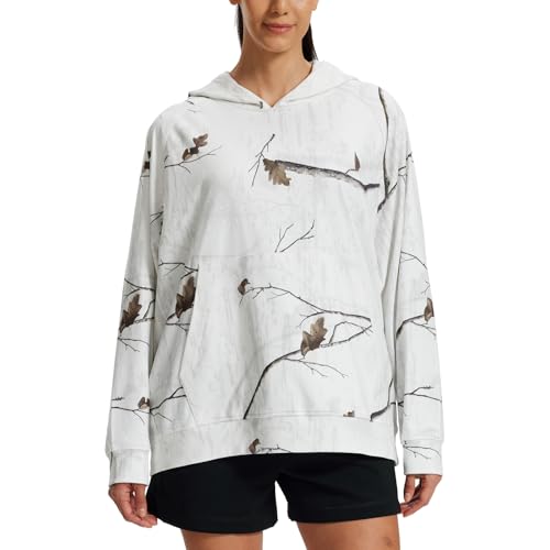 LOOGU Women's Camo Oversized Hoodies Sweatshirts Fleece Hooded Casual Pullover Fall Winter Long Sleeve with Pocket Raglan Sleeves Medium Loogu Ents Snow