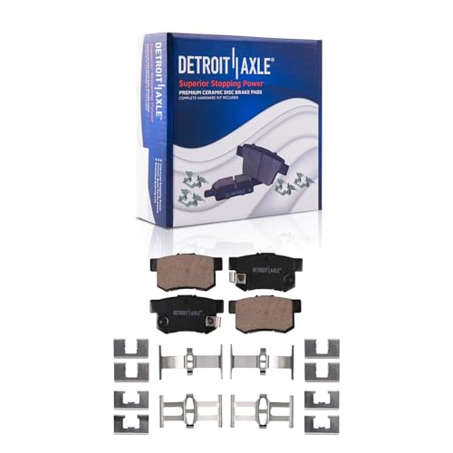 Image of Detroit Axle - Rear Brake Pads for Honda Civic Accord Prelude CR-Z S2000 Acura Legend TSX RSX Integra CL CSX EL ILX TL Vigor Suzuki SX4 Kizashi, Ceramic Brake Pads w /Hardware Replacement