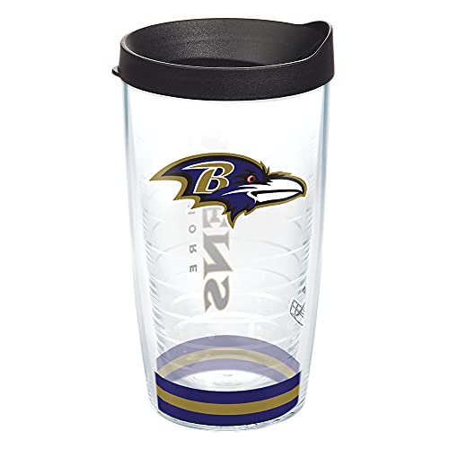 Tervis Made in USA Double Walled NFL Baltimore Ravens Arctic Insulated Tumbler Cup Keeps Drinks Cold & Hot, 16oz, Clear