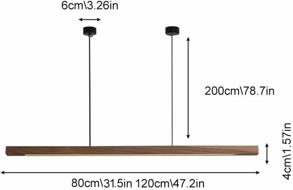 Lampada a Sospensione Moderna a LED dimmerabile, lampadario lineare in Legno per Ufficio, Altezza Regolabile (120 cm/47,2 Pollici)