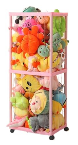 360°回転ホイール付きぬいぐるみ収納ラック、メッシュ付き収納バッグ、おもちゃ収納アーティファクト、大容量、ディスプレイボックス、ディスプレイスタンド、枕、おもちゃ収納バッグ、保育室、プレイルーム、寝室、子供部屋家具、収納バスケット、人形収納バケツ、伸縮コ