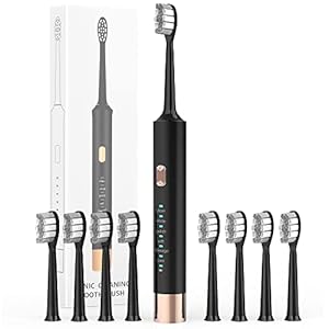 EKLMGEK Rechargeable Electrical Toothbrush for Adults and Children – IPX7 Waterproof Toothbrush with 6 Modes, 8 Pcs Alternative Brushheads