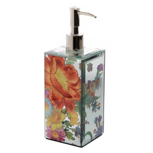 MACKENZIE-CHILDS Pump Dispenser, Decorative Liquid Soap Dispenser for Bathroom or Kitchen, Flower Market Reflections