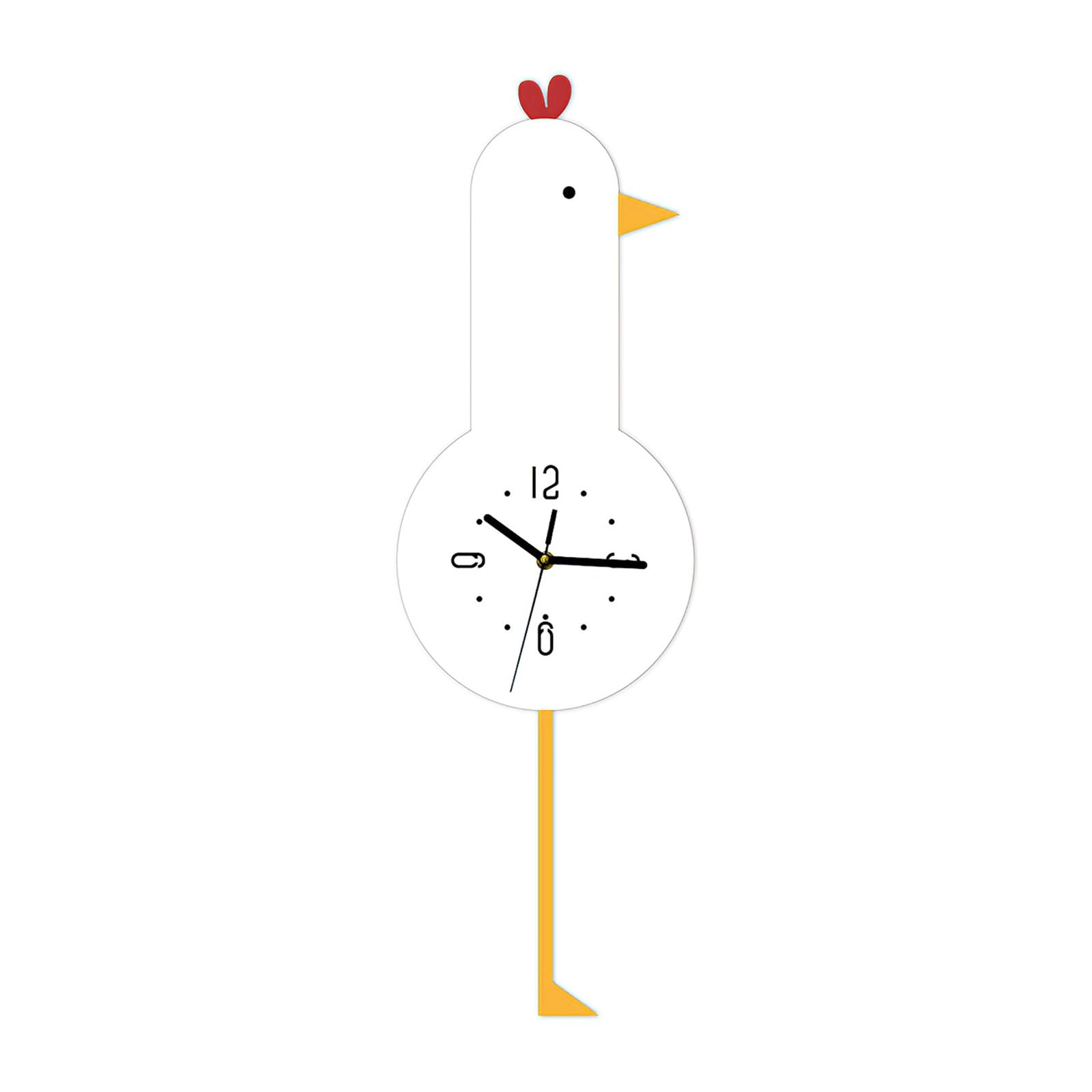 Kaeltsyn Cartoon Chicken Wall Clock No Noise Ensuring Peaceful Sleep in Bedrooms Colorful Clock