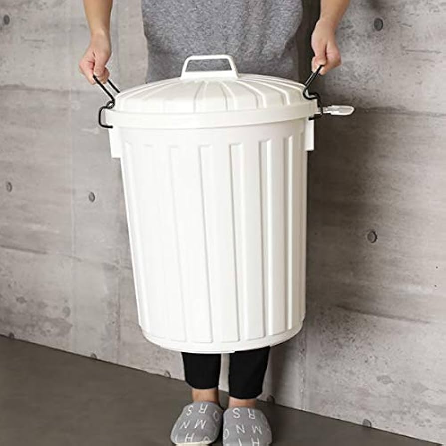 Amazon.co.jp: 岩崎工業 ゴミ箱 屋外 スーパーカン L 丸型 45