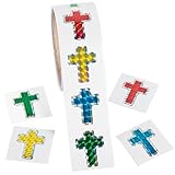 Prism Cross Stickers (100 Stickers) 1 Roll. Size: 1 1/2