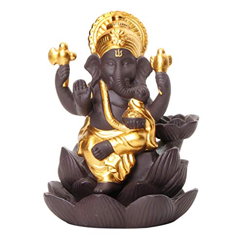 Artibetter Brûle Bouddha Ganesha Refoulement Br?Leur D' Or en Céramique Cascade Porte- Br?Leur D' Encensoir à La Main Porte- C?ne D' Fontaine Aromathérapie
