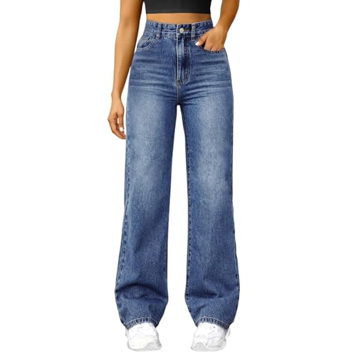 Wide Leg Jeans Woman High Waisted Baggy Jeans Y2k Boyfriend Jean Trendy High Rise Denim Pants with Pocket