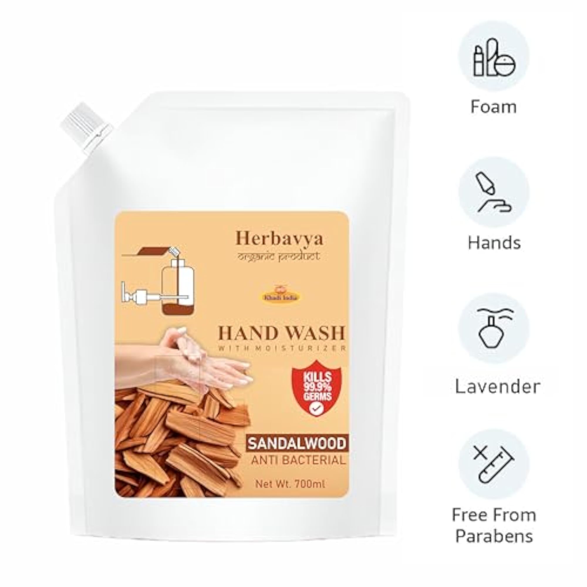 Khadi Ayurvedic Sandalwood Hand Wash, Natural Cleanser