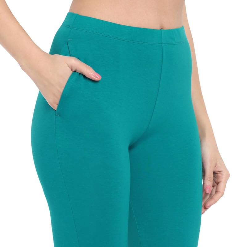 Image of ONE SKY Women Full Length Leggings | Cotton Modal Spandex Blend | High Waist Stretchable & Bio-Washed Fabric | Colour-Lock Technology | Comfortable Leggings for Women