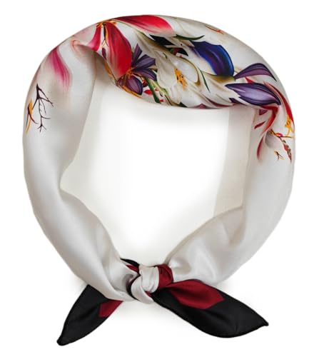 Image of Satin Silk Small Square Scarf for Women, Printed Soft and Comfy Neck Head Tie Scarf Bandana