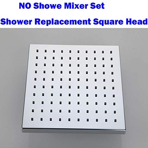Square Chrome Overhead Rain Shower Kit Dual Rigid Riser Rainfall Head and Hand Held Shower Twin Bath Set for Bathroom, Stainless Steel, with Fittings - Image 3