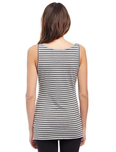Motherhood Maternity Women's Maternity Sleeveless Scoop Neck Side Ruched Tank Top, Grey/Black Stripe, Medium #TOP1