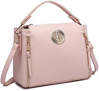 Miss Lulu Women Handbags Pu Leather Casual Travel Ladies Top Handle Crossbody Shoulder Messenger Bag Medium Tote (Pink)
