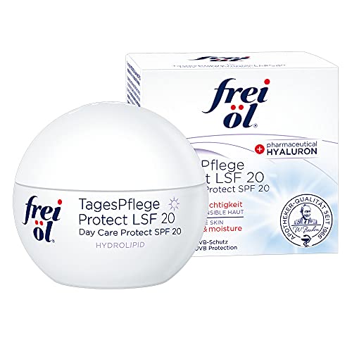 frei öl HYDROLIPID TagesPflege Protect LSF 20, Tagescreme mit Sonnenschutz, Schutz und Feuchtigkeit, pharmazeutische Hyaluron Creme, Gesichtscreme, 50 ml