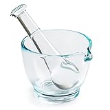 Ultrassist 4oz Glass Mortar and Pestle Bowl, Medicine Grinder and Mixer for Pharmacy or Science Lab