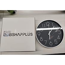 BSHAPPLUS Wall Clock for Office, Home, Bathroom, Kitchen, Bedroom, School, Living RoomBlack
