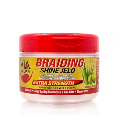 Via Natural Braiding Shine Jelo Extra Strength 8oz, 1 Fl Oz (Pack of 1)