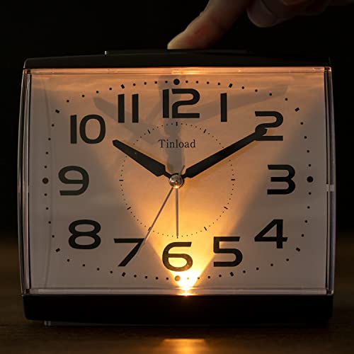 5.7" Silent Analog Alarm Clock Non Ticking, Gentle Wake, Beep Sounds, Increasing Volume, Battery Operated Snooze And Light Functions, Easy Set, Black (Best For Elder) #TOP6