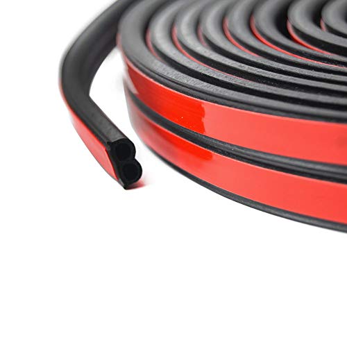 XuSha B Shape Car Weather Seal Strip Door Window Rubber Seal Trim Universal Self Adhesive Rubber Seal 16.4FT Black