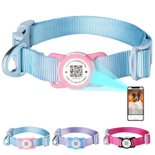 ADVENTUREMORE Airtag Nylon Dog Collar fits Different Size Dogs with a QR Code tag, preventing Dog from Getting Lost at Night, and Recording Dog Details. It can Call and Address The Owner-Teal-Large ADVENTUREMORE Airtag Nylon Dog Collar fits Different Size Dogs with a QR Code tag, preventing Dog from Getting Lost at Night, and Recording Dog Details. It can Call and Address The Owner-Teal-Large