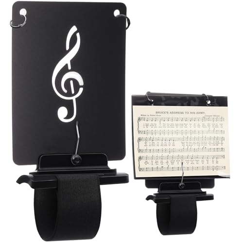 Feifeiya 1 Set Flute Lyre Flip Folder for Marching Band, with 2 Holes Adjustable Sheet Music Stand Holder for Clarinet Trumpet
