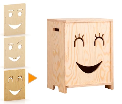 smartwood KAPI 3L comodino mobili in legno per camerette per ragazzi e ragazze - scaffale per bambini elegante e funzionale - libreria per bambini, legno naturale, apertura a sinistra