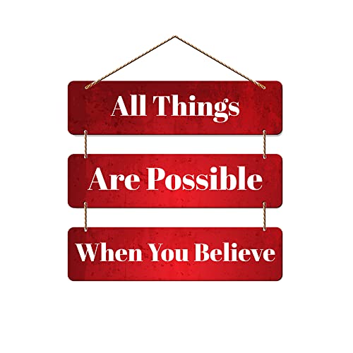 Image of Artvibes All Things Are Possible When You Believe Printed Wooden Wall Hanging | Quotes Decor Item | Motivational Wall Decor | Wall Poster | Gift Items | Office Wall Decoration Items (WH 5309N)