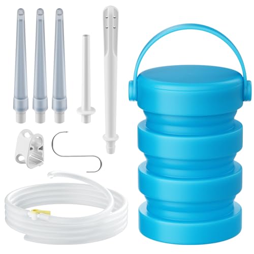 Smokitcen Silicone Collapsible Coffee Enema Bucket Kit for Colon Cleanse – 5.3ft Silicone Hose 5 Enema Tips 1.2L Enima Bucket at Home Water & Colon Detox Cleanse Kit