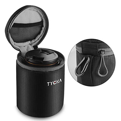 TYCKA Pochette pour Objectif, Étuis à Objectifs de Caméra Résistant à l'eau, Sac avec Fermeture à Glissière pour Objectif d'Appareil Photo DSLR, S Tailles, Noir