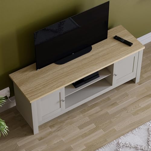 Vida Designs Arlington 2 Door TV Unit, Engineered Wood, Grey & Oak, H 49 x W 128 x D 39 cm - 5