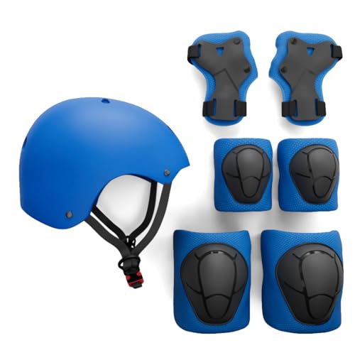 Kids Skateboard Bike Helmet Pads Set Protective Gear from Rude Boyz - Knee Pads Elbow Pads Wrist Pads Set for Youth Boys Girls