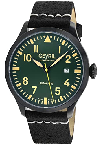 Gevril Men's Vaughn Swiss Automatic Watch, Genuine Italian Leather Strap