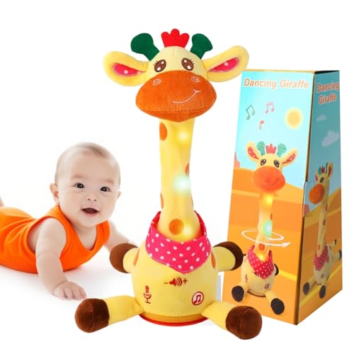 Image of MILEGI Dancing Talking Musical Giraffe Toy, Tummy Time Toy with Volume Adjustment, Singing Giraffe Stuffed Animal 10 Children's Songs Light Up Toys, Repeating What You Say, Baby Toy
