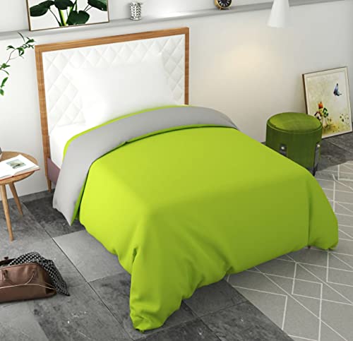 Image of Reversible Plain Glace Cotton Single Bed Quilt Cover /Duvet Cover /Rajai Cover /Blanket Cover with Zipper (60X90 Inches) (Green, Single)