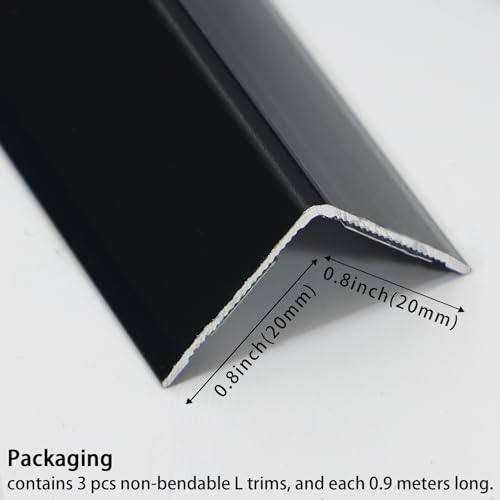 Image of Coengwui Aluminum Corner Guards, Peel and Stick L-Shaped Molding Trim for Wall Table Door Frame Protection and Decoration (Matte Black, 3Pcs x 2.9ft x 0.8in)