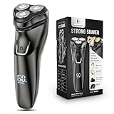 Men's Cordless Electric Razor: Wet/Dry Rotary Shaver - Waterproof, USB Fast Charging, Gentle on Sensitive Skin - Includes Pop-Up Trimmer and Precision Blades in A1 Black