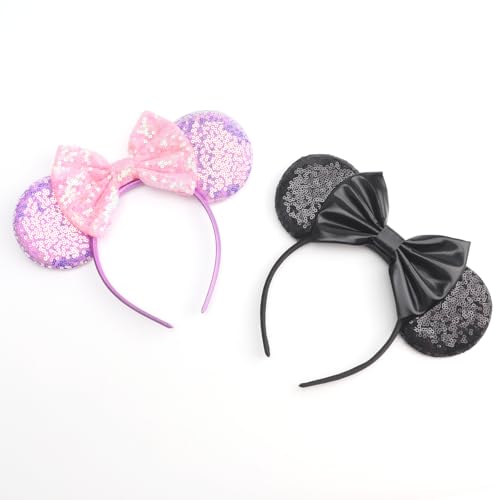 Image of DRESHOW Mouse Ears Bow Headbands Glitter Party Decoration Cosplay Costume for Women