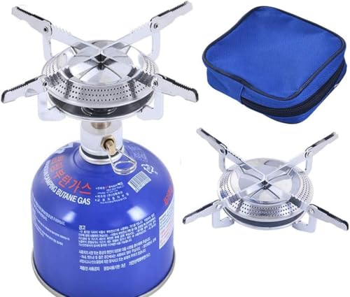 HANGYAN Portable Mini Gas Burner - Titanium Camping Cookware Set for Outdoor Picnic and BBQ - 17x7cm