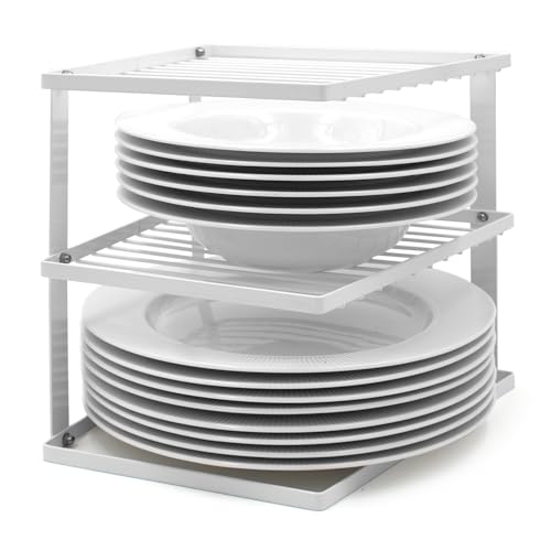 Joejis Rangement Cuisine Placard pour Etagere Placard Cuisine Rangement Vaisselle et Support Assiette 25 x 25 x 19 cm, Blanc