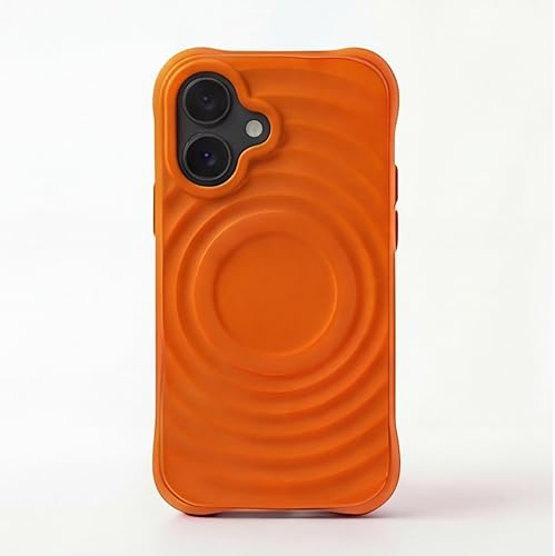 Image of amazon basics Shockproof Case for iPhone 17 | Ripple Pattern | Camera Protection | Protective Cover with Enhanced Grip & Wireless Charging Support - Orange
